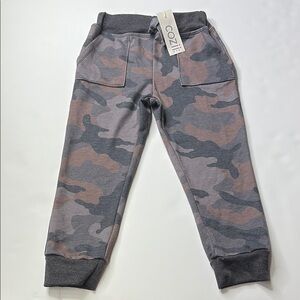 Gray and Brown Camouflage Joggers with Elastic Cuffs